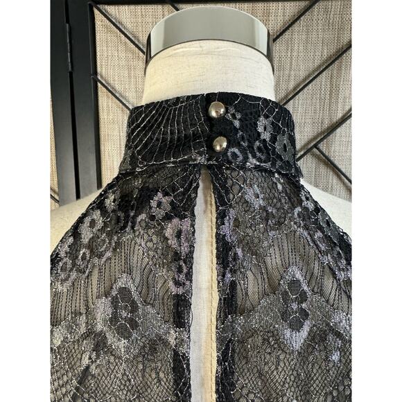 GUESS Empire Women’s Sheer Lace Romantic Golden Black Dressy Turtleneck Small - Picture 2 of 5